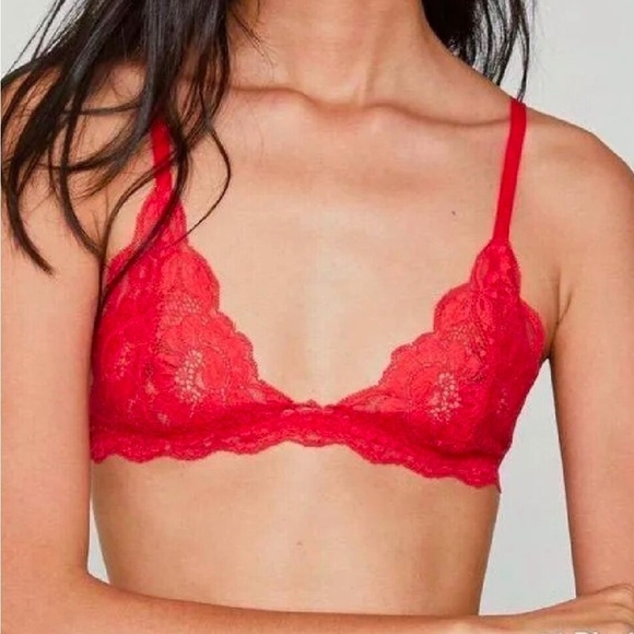 Free People x We are HAH Lace Chi Bralittle Bralette, Siren Red, Size Medium - Picture 1 of 14